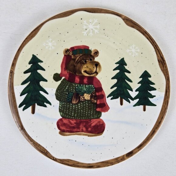 Set of 4 Winter Critter Stoneware Beverage Coasters Cork Backing Round Glazed - Picture 4 of 8